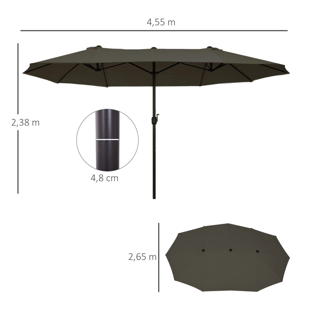 Ombrellone da balcone 455x265 cm con manovella, UV e vento ¨C zephmum ¨C Grigio