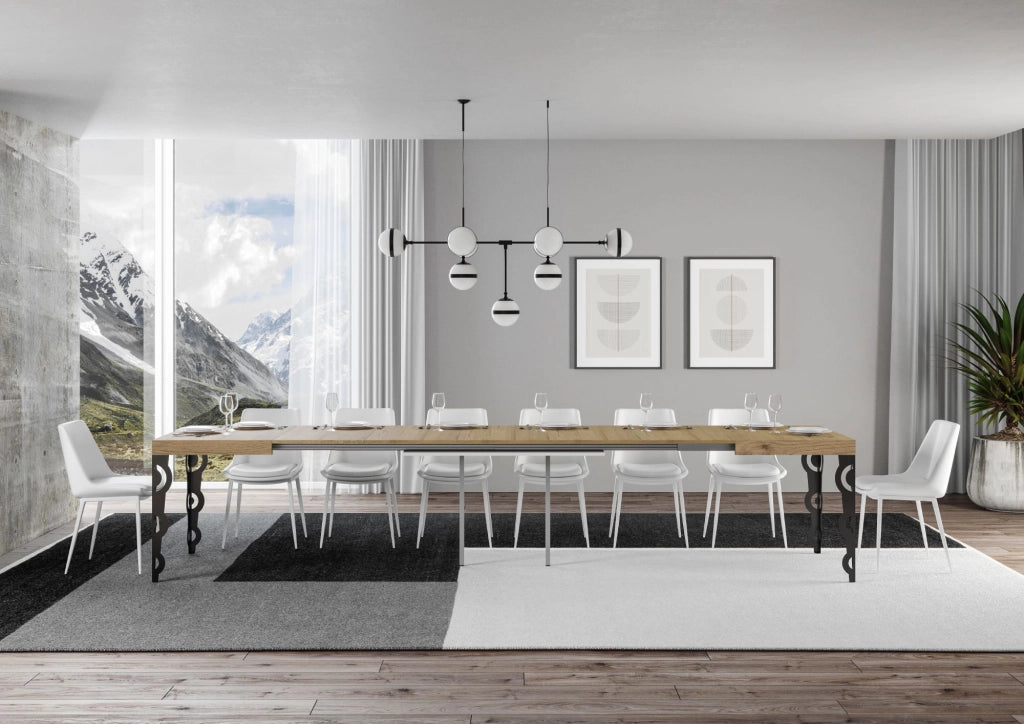 Tavolo allungabile 90x180/440 cm Karayan Quercia Natura telaio Antracite