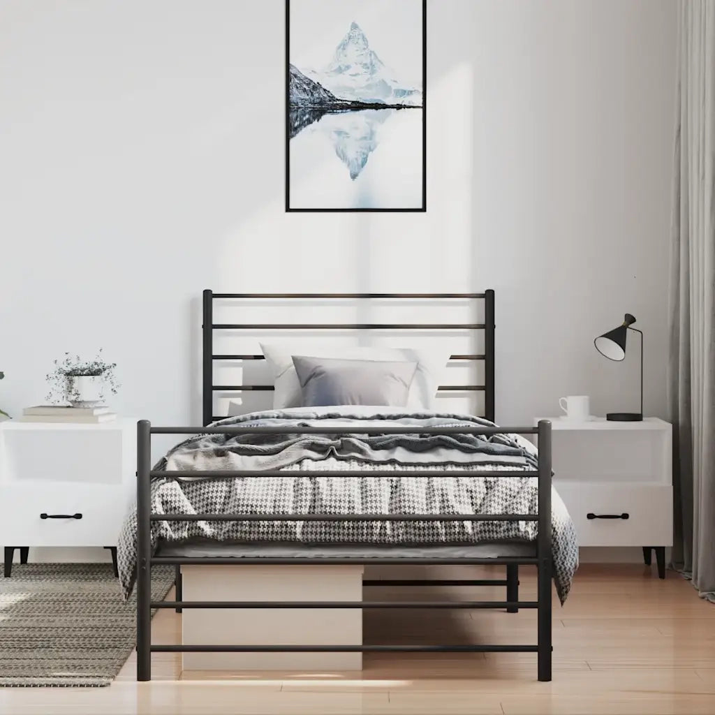 Giroletto con Testiera e Pediera Metallo Nero 100x190 cm