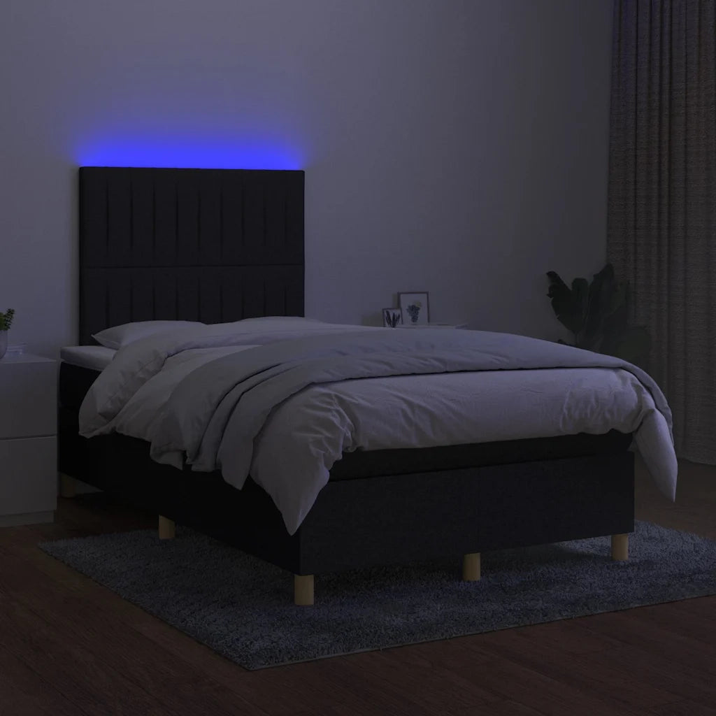 Letto a Molle con Materasso e LED Nero 120x190 cm in Tessuto 3270262