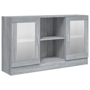 Mobile contenitore con ante in vetro 120 x 30 x 70 cm design elegante sala da pranzo legno composito grigio 02_0048222