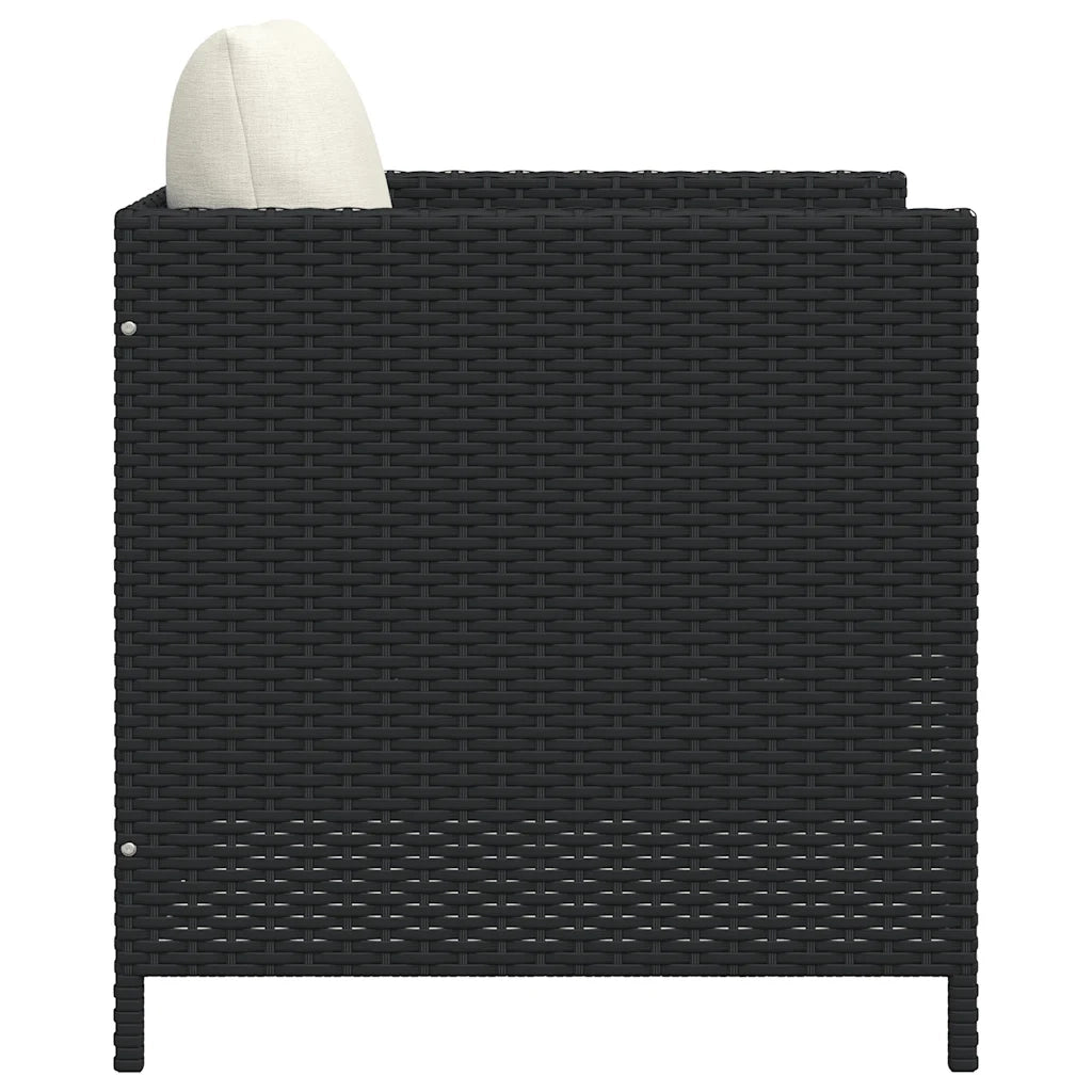 Poltrona da Giardino con Cuscini-Sedia da giardino in Polyrattan Nero