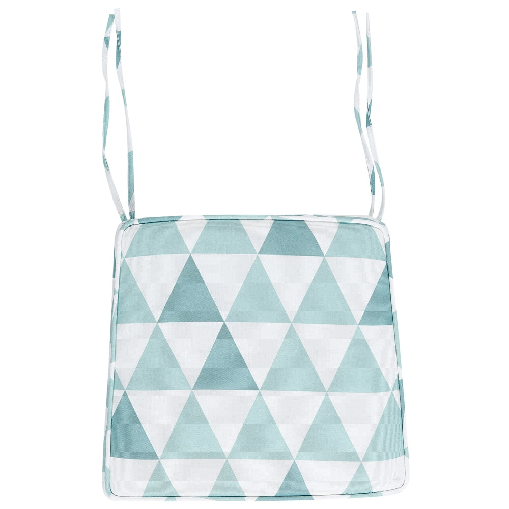 Set di 2 cuscini per sedia da giardino azzurro e bianco 37 x 34 cm motivo a strisce per esterno legami resistenti ai raggi UV