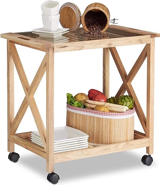 Carrello cucina stabile, vassoio per servizio / Carrello per bevande su ruote - Carrello di stoccaggio 

Dimensioni: 8 x 66,5 x 63 cm