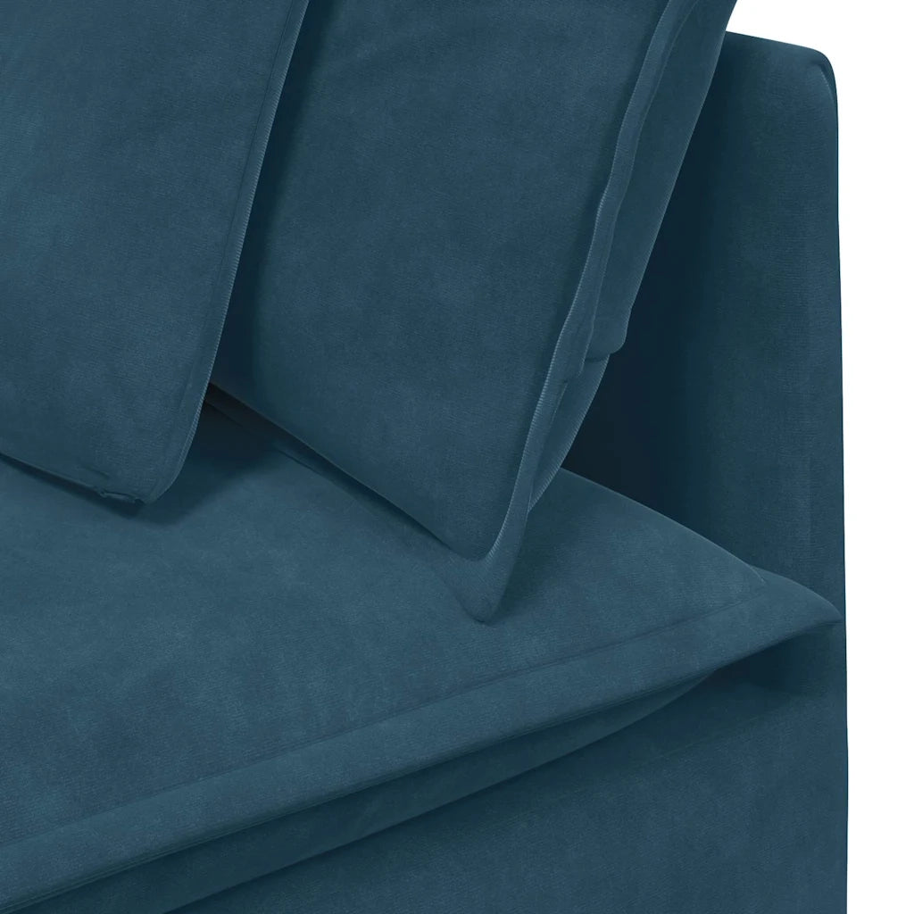 Divano Modulare con Cuscini in Velluto Blu