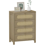Cassettiera 4 cassetti stile bohemien con ante in resina intrecciata ¨C Zephmum ¨C 70x38x93 cm effetto legno naturale
