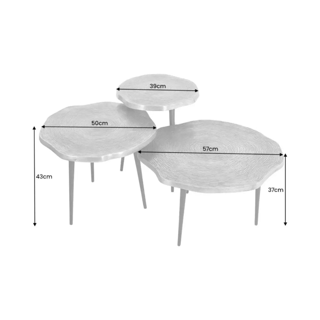 Set di 3 tavolini impilabili NERA dorati e neri - design chic contemporaneo