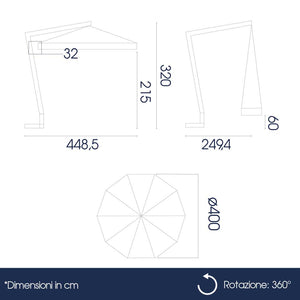 Ombrellone Decentrato da Giardino Ø4m Braccio in Legno Ecrù