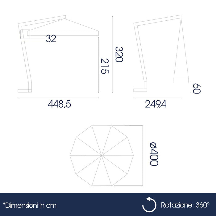 Ombrellone Decentrato da Giardino Ø4m Braccio in Legno Ecrù