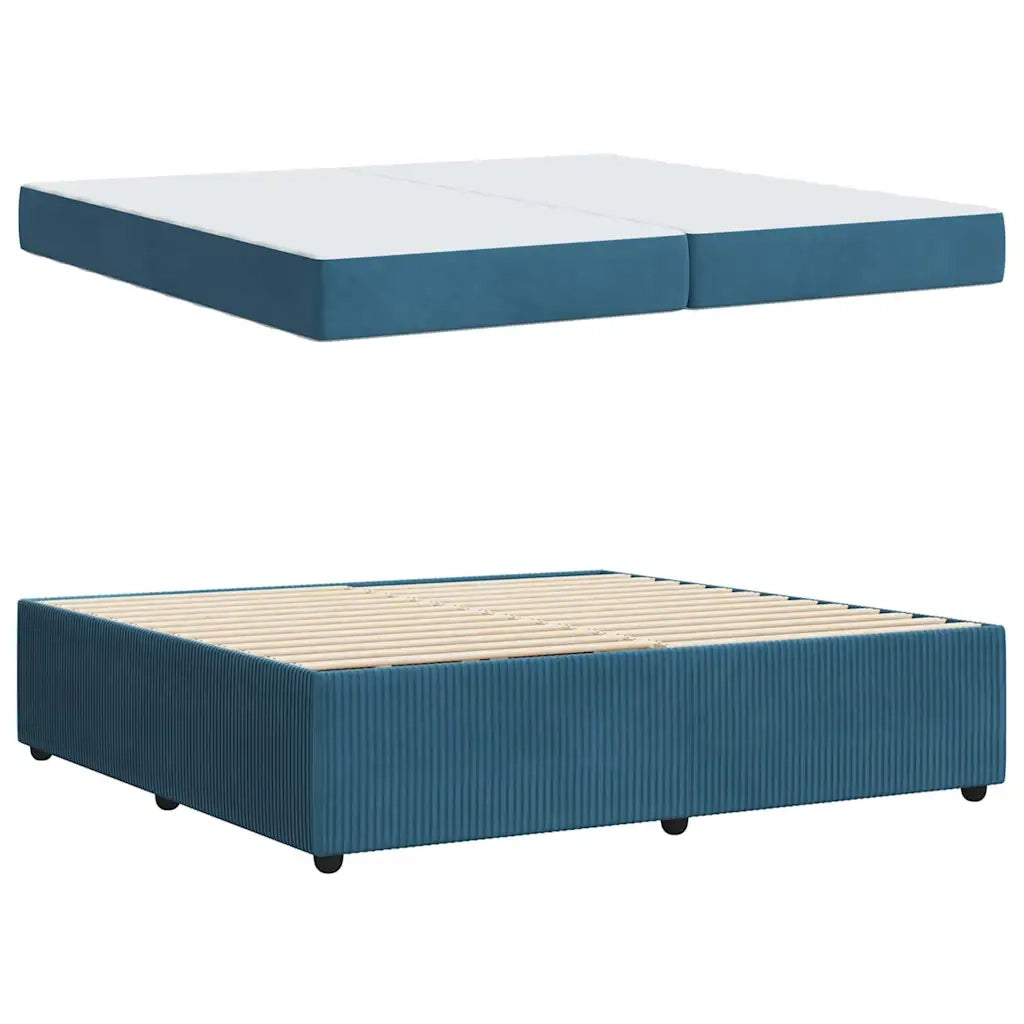 Struttura del letto con materasso Blu 200 x 200 cm Tessuto