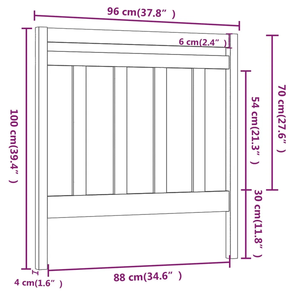 Testiera per Letto Grigia 96x4x100 cm in Legno Massello di Pino 817772