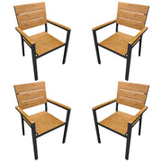 Marvin Sedia da Esterno con Braccioli Teak – Struttura in Alluminio Antiruggine e Seduta in Polywood Antracite/4 Sedie