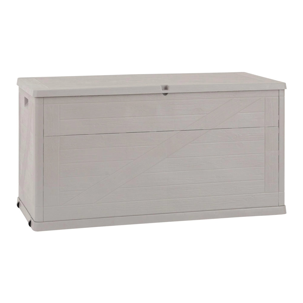 Baule Multiuso Wood da Esterno in Resina Effetto Legno 420 Litri Tortora