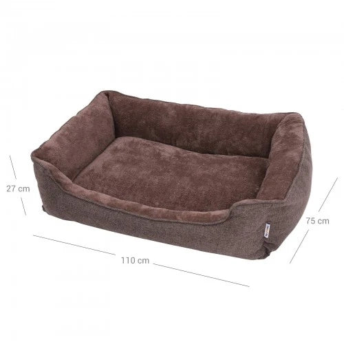 Cuccia per cani 110 x 75 x 27 cm cesta per cani con rivestimento in tessuto stile orsetto sfoderabile e lavabile in lavatrice marrone 12_0000793