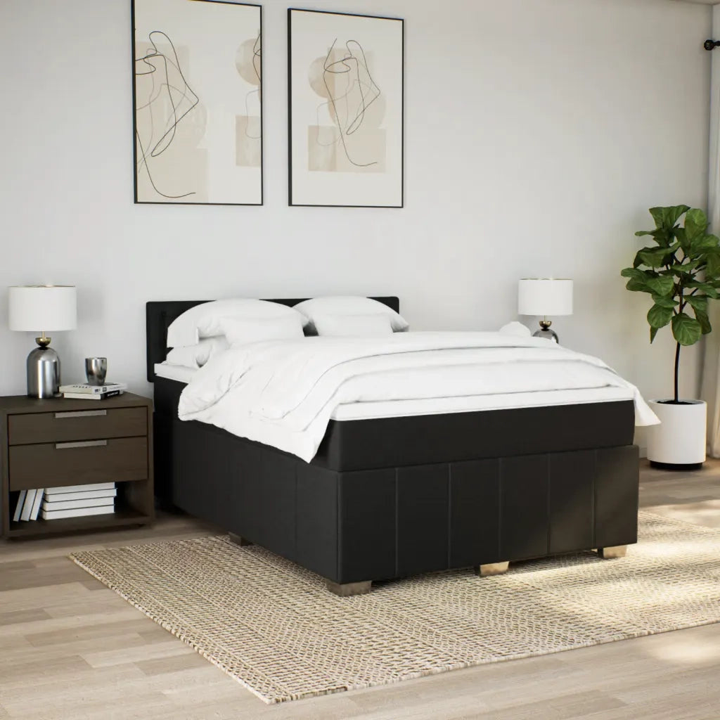 Giroletto a Molle con Materasso Nero 160x200 cm in Tessuto