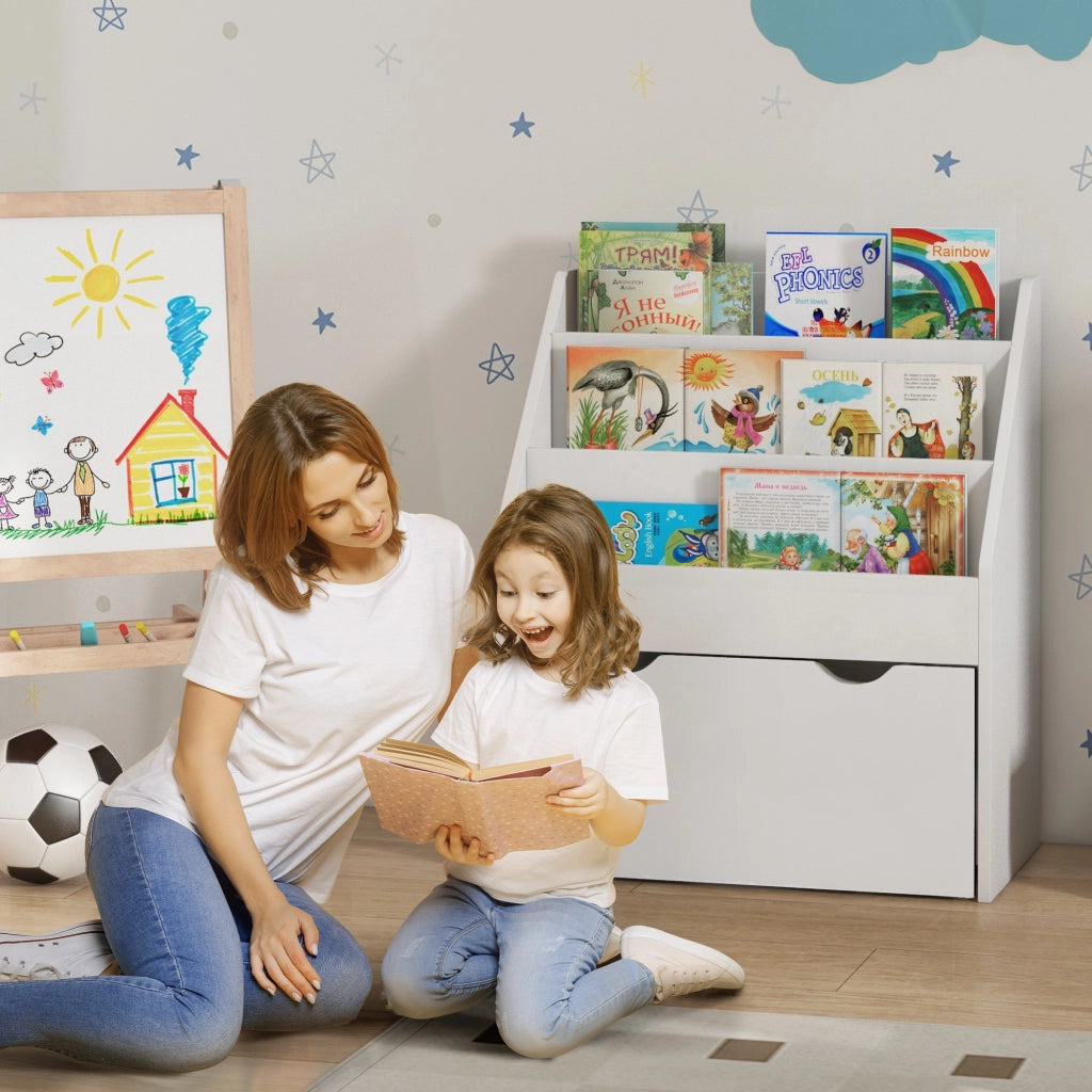 Libreria bambini legno bianco con cassetti e ripiani ¨C Xylo ¨C 62,5x30x70 cm