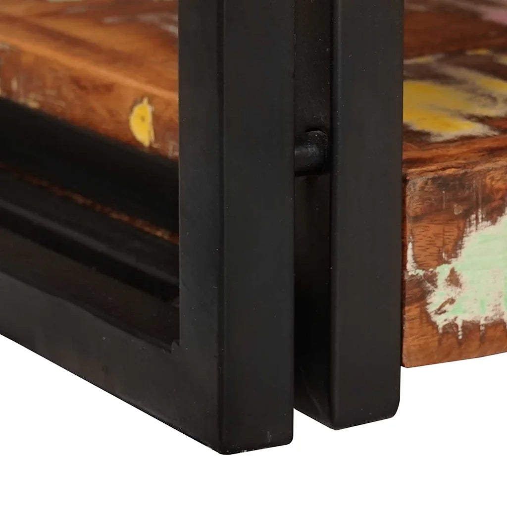 vidaXL Comodino 2 pcs Marrone e nero Legno Solido Recuperato