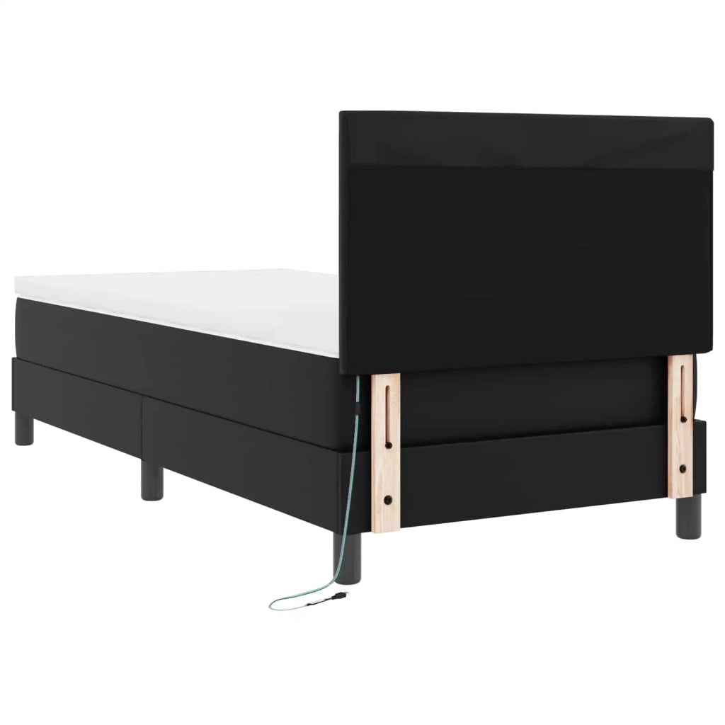 Letto a molle con materasso Nero 90 x 190 cm Pelle sintetica 3339028