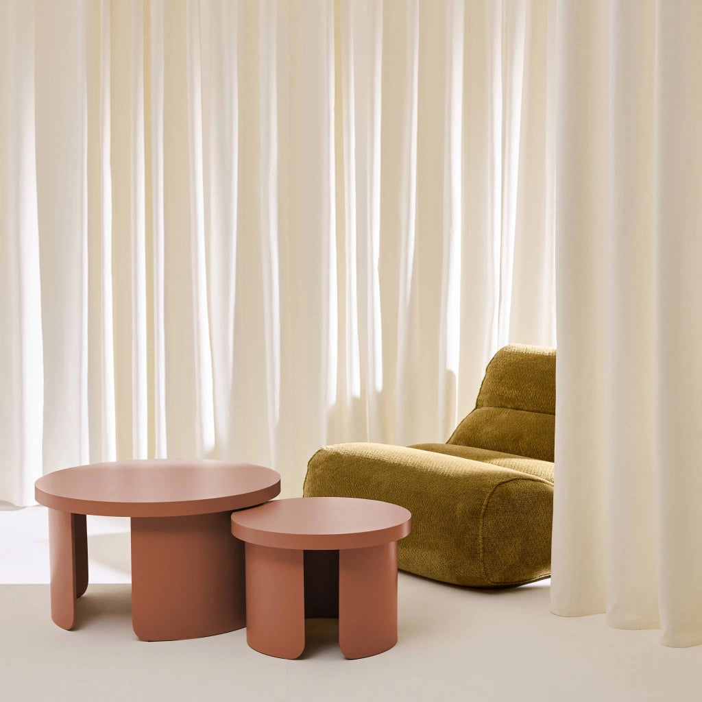 Set di 2 tavolini rotondi impilabili, terracotta