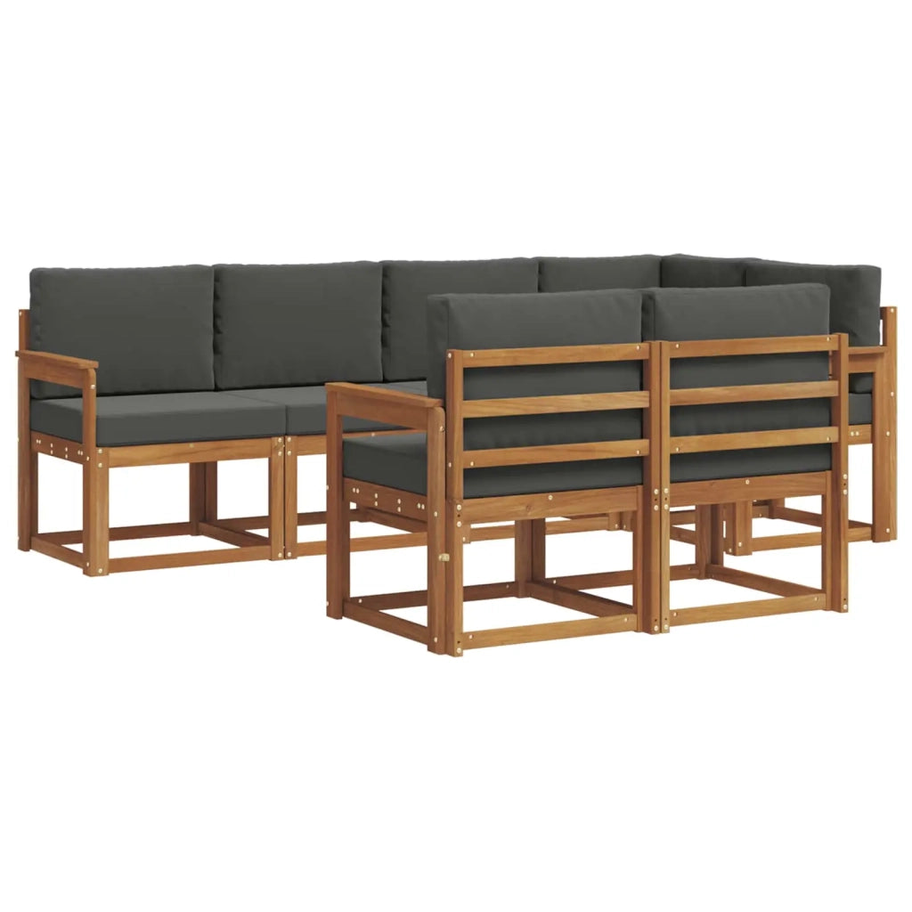 Set di divani da esterno con cuscino 7 pcs Naturale e Antracite
