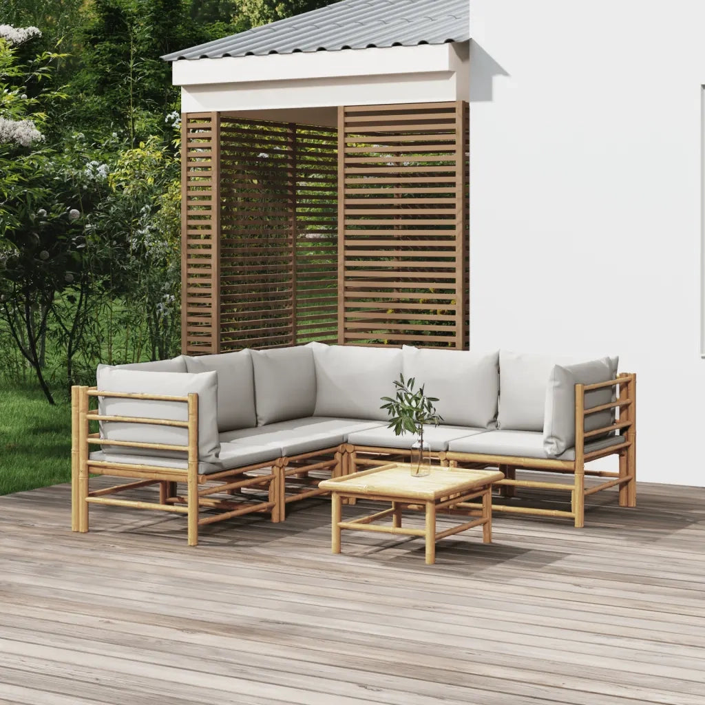 Set Salotto da Giardino 6pz con Cuscini Grigio Chiaro BambÃ¹cod mxl 100294