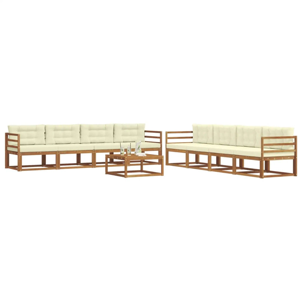 Set di divani da esterno con cuscino 9 pcs Naturale e Crema 3367353