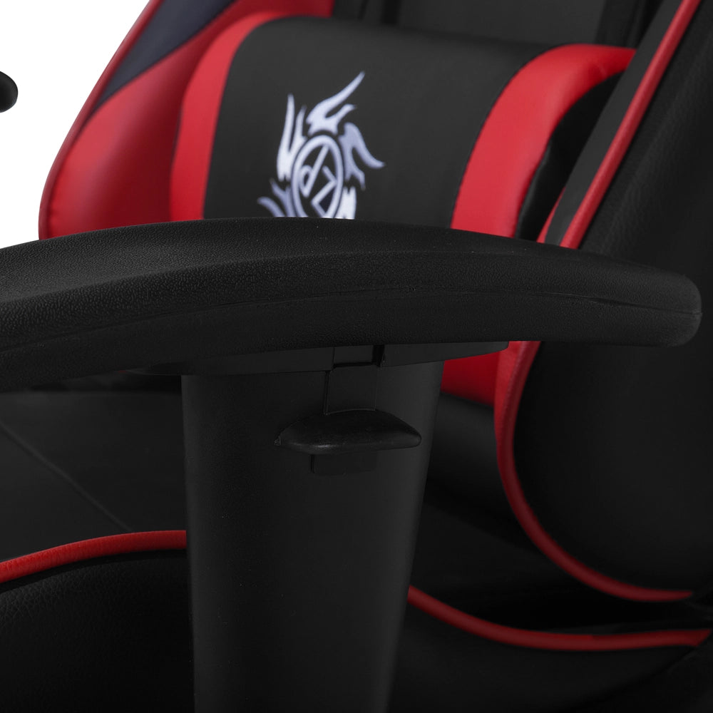 Sedia Gaming Nero Rosso Ecopelle Girevole Regolabile Braccioli e Poggiapiedi Regolabile in Altezza Moderna
