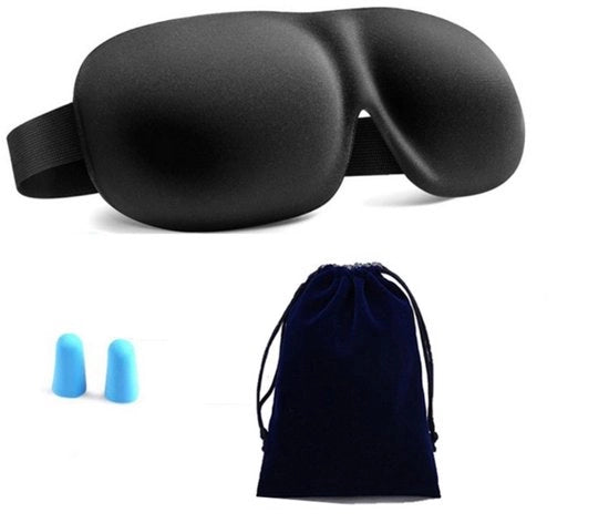 Slaapmasker 3D con Oogmasker e Oordoppi per la Notte con Tasca di Riposo