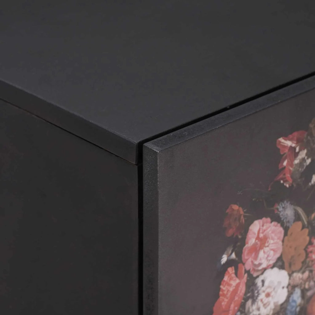 Comodino | Armadio da Notte | Mobiletto da notte con porta Nero 40 x 33 x 46 cm Legno di mango massello