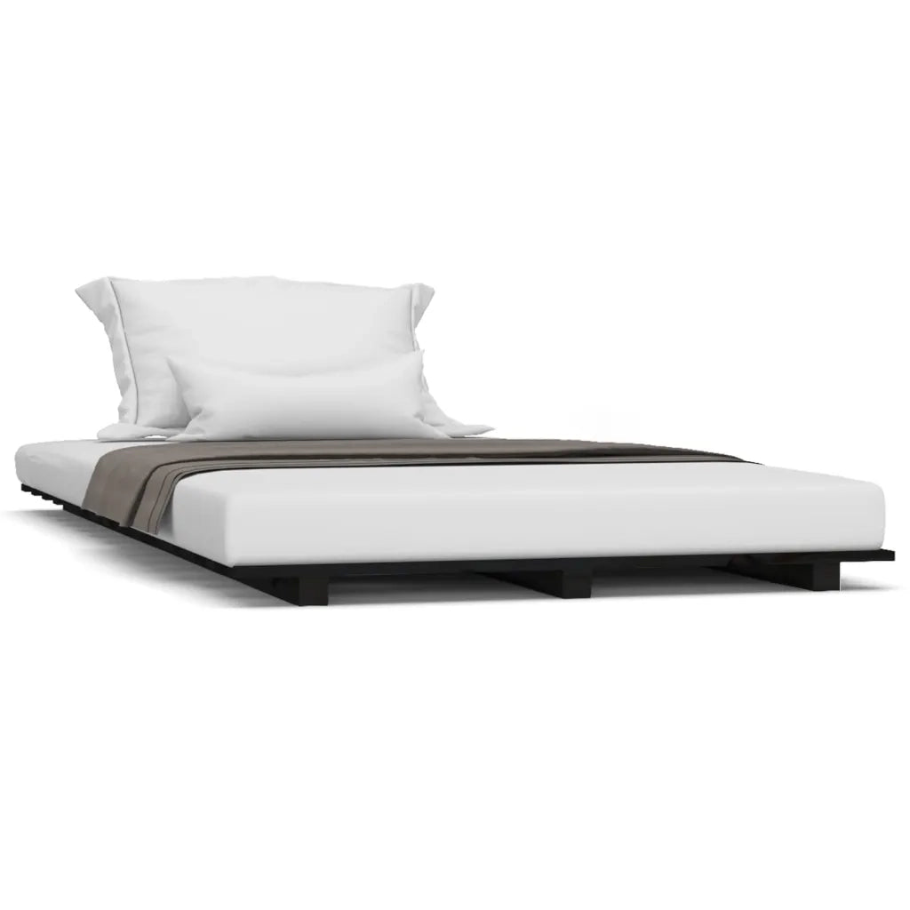 Giroletto-Struttura Letto Nero 90x190 cm in Legno Massello di Pino