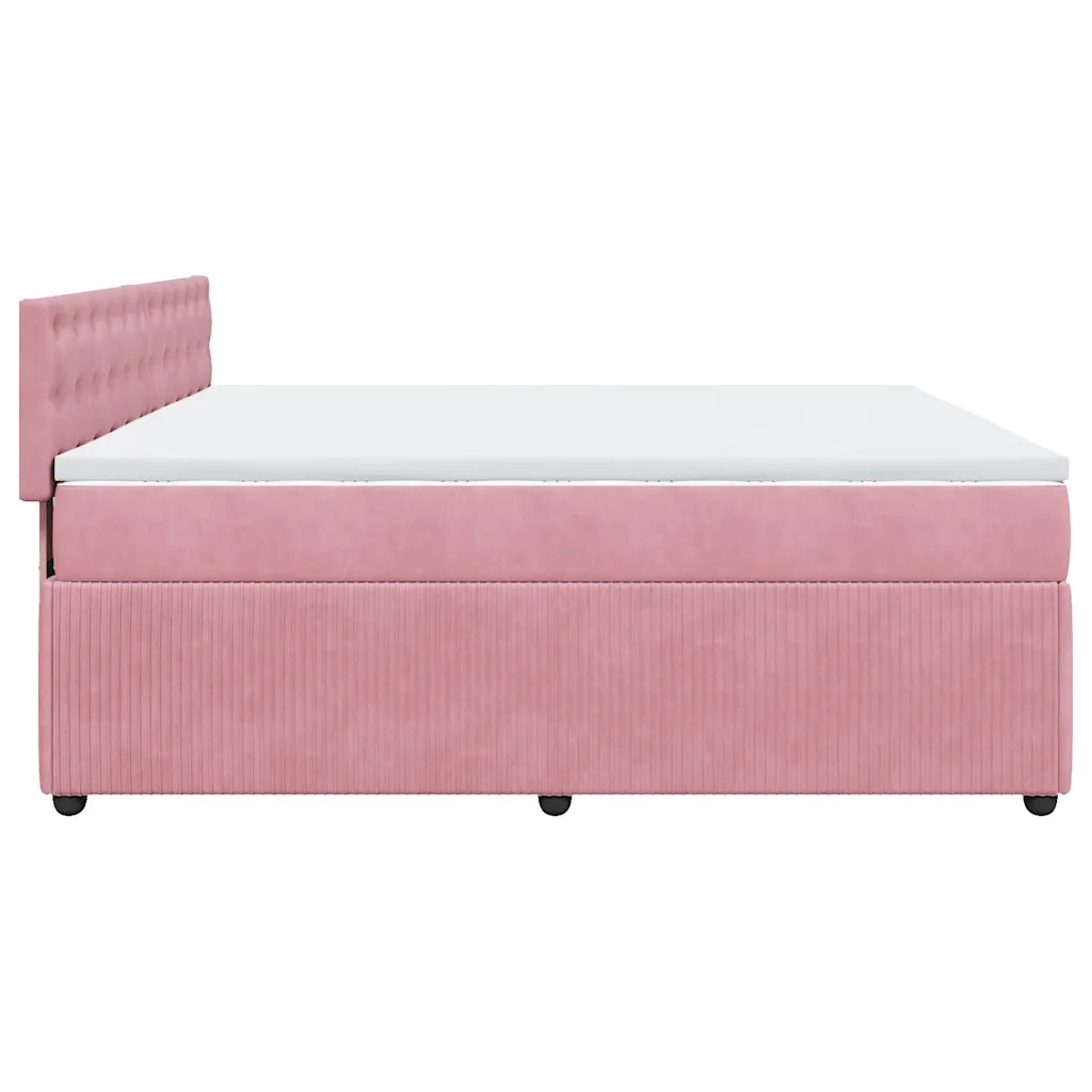 Giroletto a Molle con Materasso Rosa 180x200 cm in Velluto