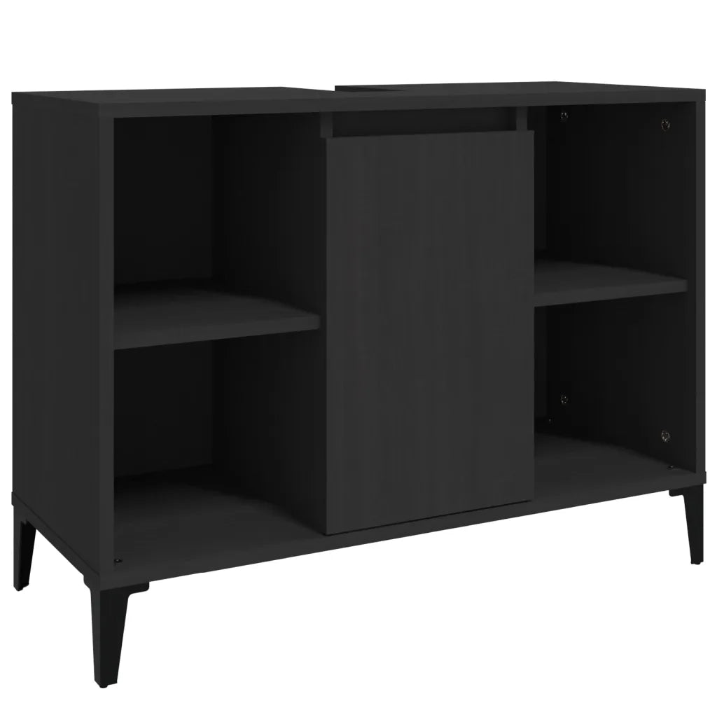 Mobile Lavabo Nero 80x33x60 cm in Legno Multistrato 821293
