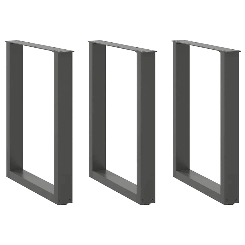 Set di 3 gambe regolabili per tavolo da pranzo a forma di U 70 x 73 cm aspetto moderno acciaio antracite 02_0057442