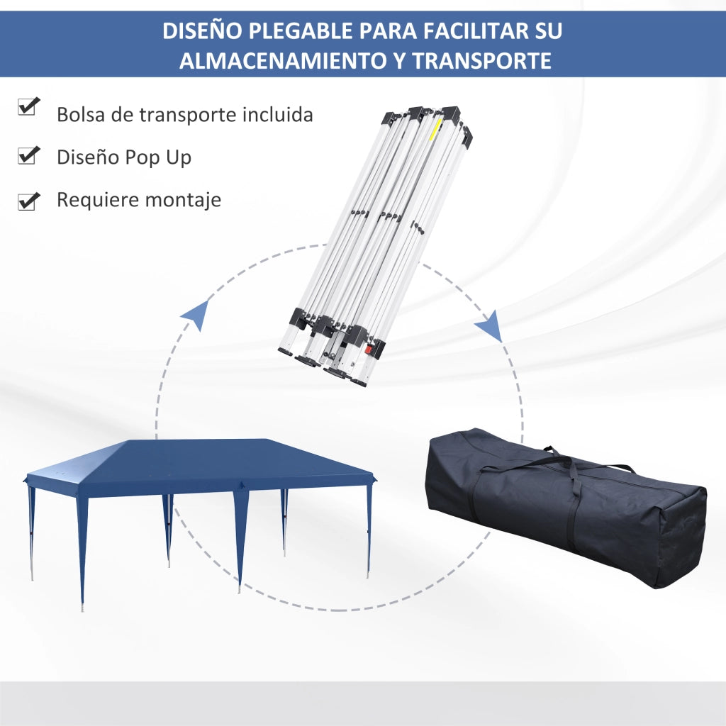 Tenda da Giardino Pieghevole ¨C Zephmum ¨C Blu 6x3 m con Telaio in Acciaio