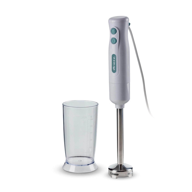 Frullatore a immersione 700W, 2 velocità, lama inox, bicchiere trasparente - White & Aegean Teal