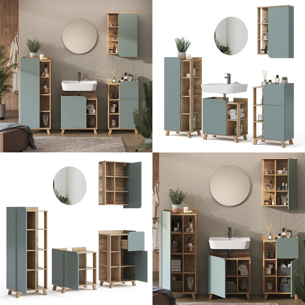 Vicco Set di mobili da bagno Grigio-blu 5 parti
