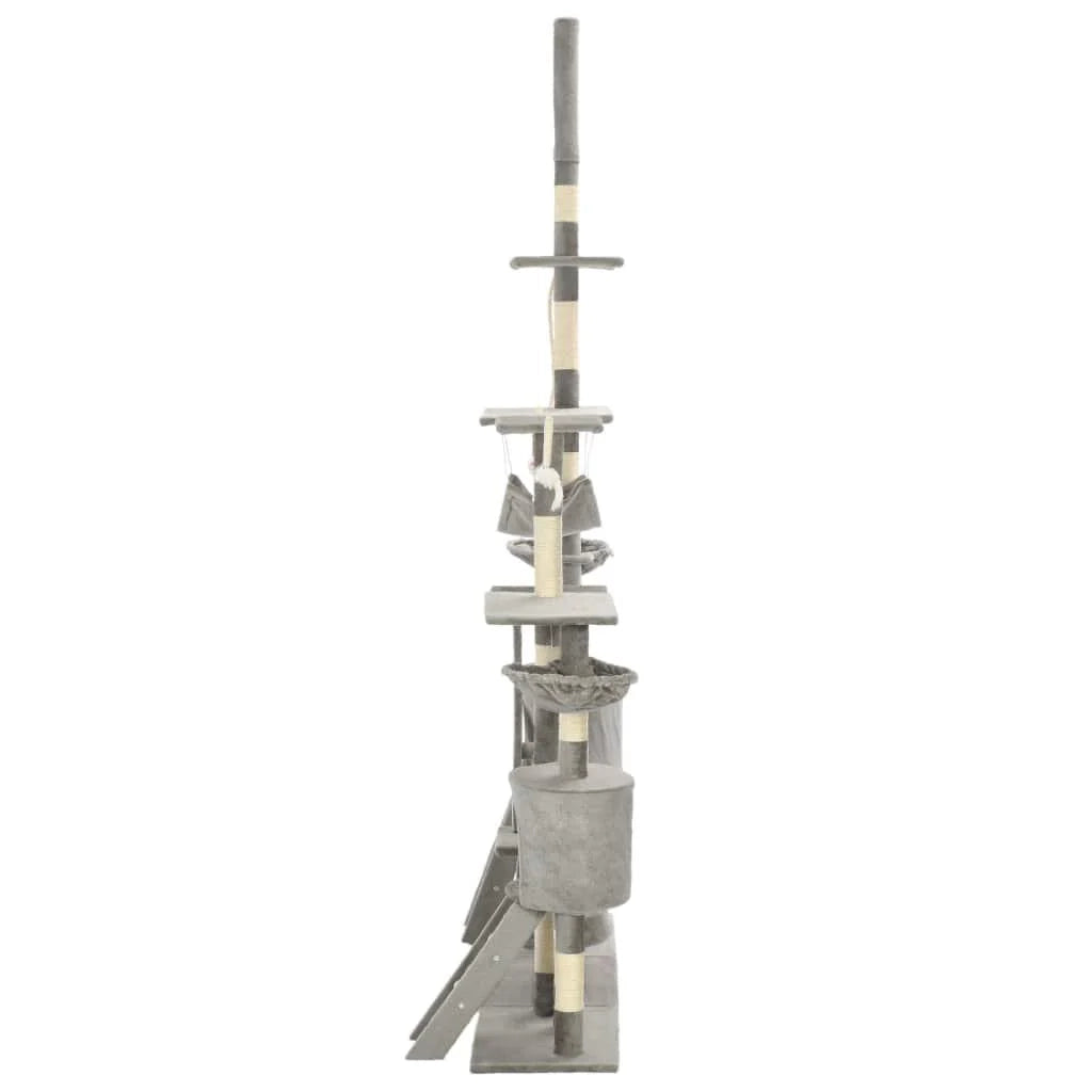 Tiragraffi albero per gatti cuccia per gatti giocattolo peluche sisal 230-250 cm grigio 3702046