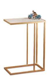 Tavolino Tavolo Decorazione Casa Struttura in Ferro e Marmo Bianco 46 x 25 x 64 cm
