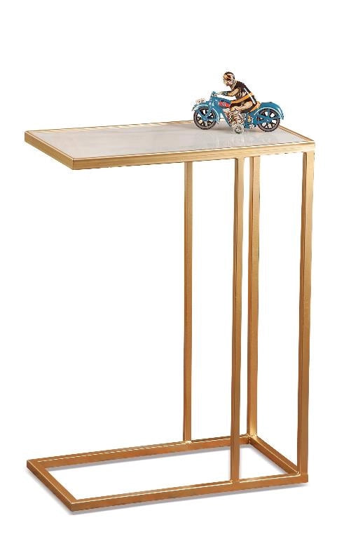 Tavolino Tavolo Decorazione Casa Struttura in Ferro e Marmo Bianco 46 x 25 x 64 cm