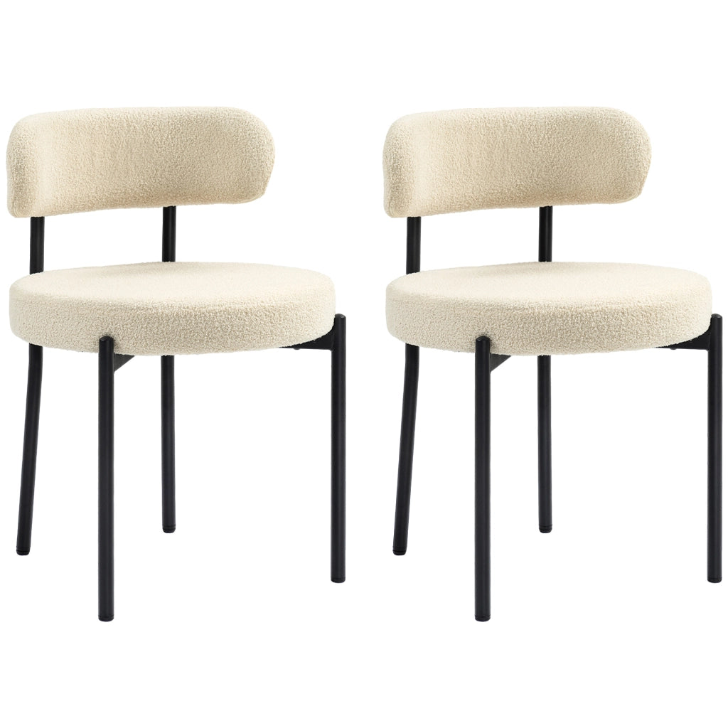Set di 2 sedie da pranzo con schienale in tessuto e gambe in metallo ¨C zephmum ¨C beige nero 51x51x76 cm