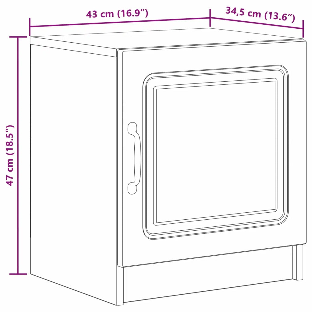 Armadio da Notte Nero 43 x 34,5 x 47 cm Legno ingegnerizzato