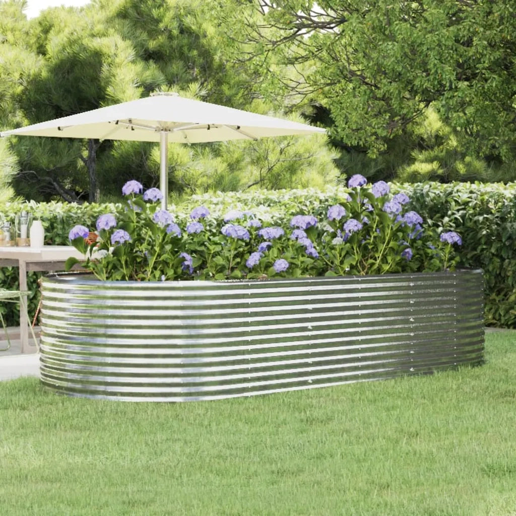 Fioriere | Cassetta per fiori | Letto Giardino Acciaio Zincato 291x140x68 cm Argento