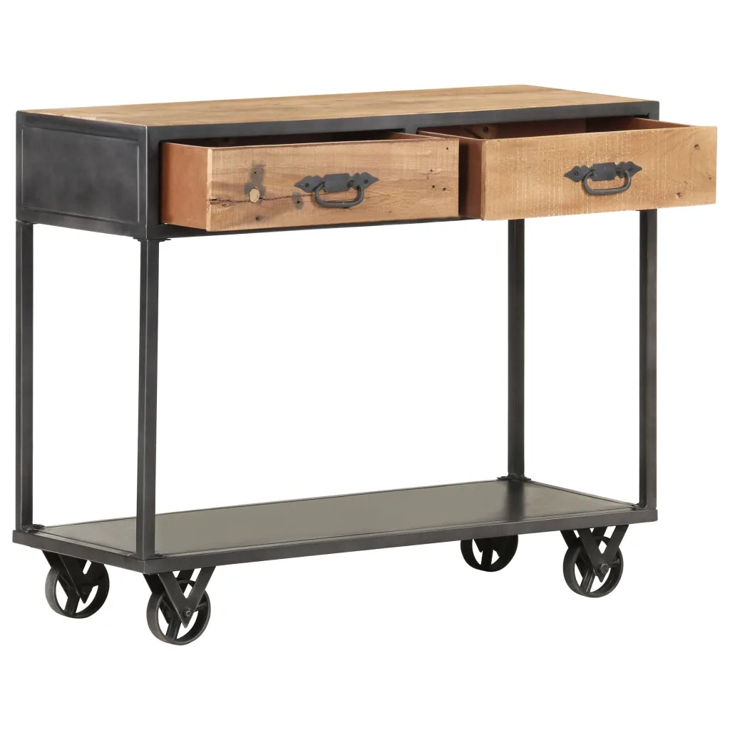 Tavolo Consolle 90x35x74cm in Legno Massello di Recupero