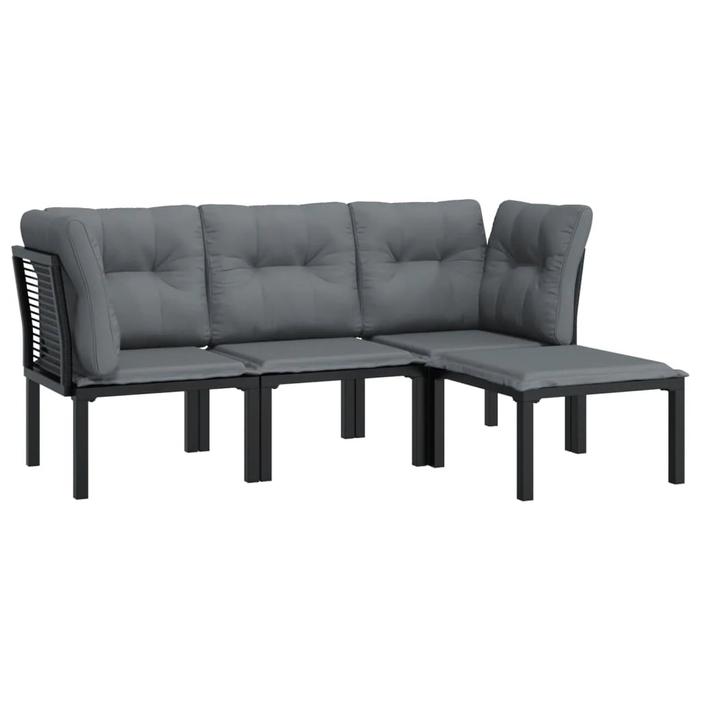 Set di mobili da giardino mobili da esterno set da 4 pezzi resina intrecciata nera e grigia 02_0016272