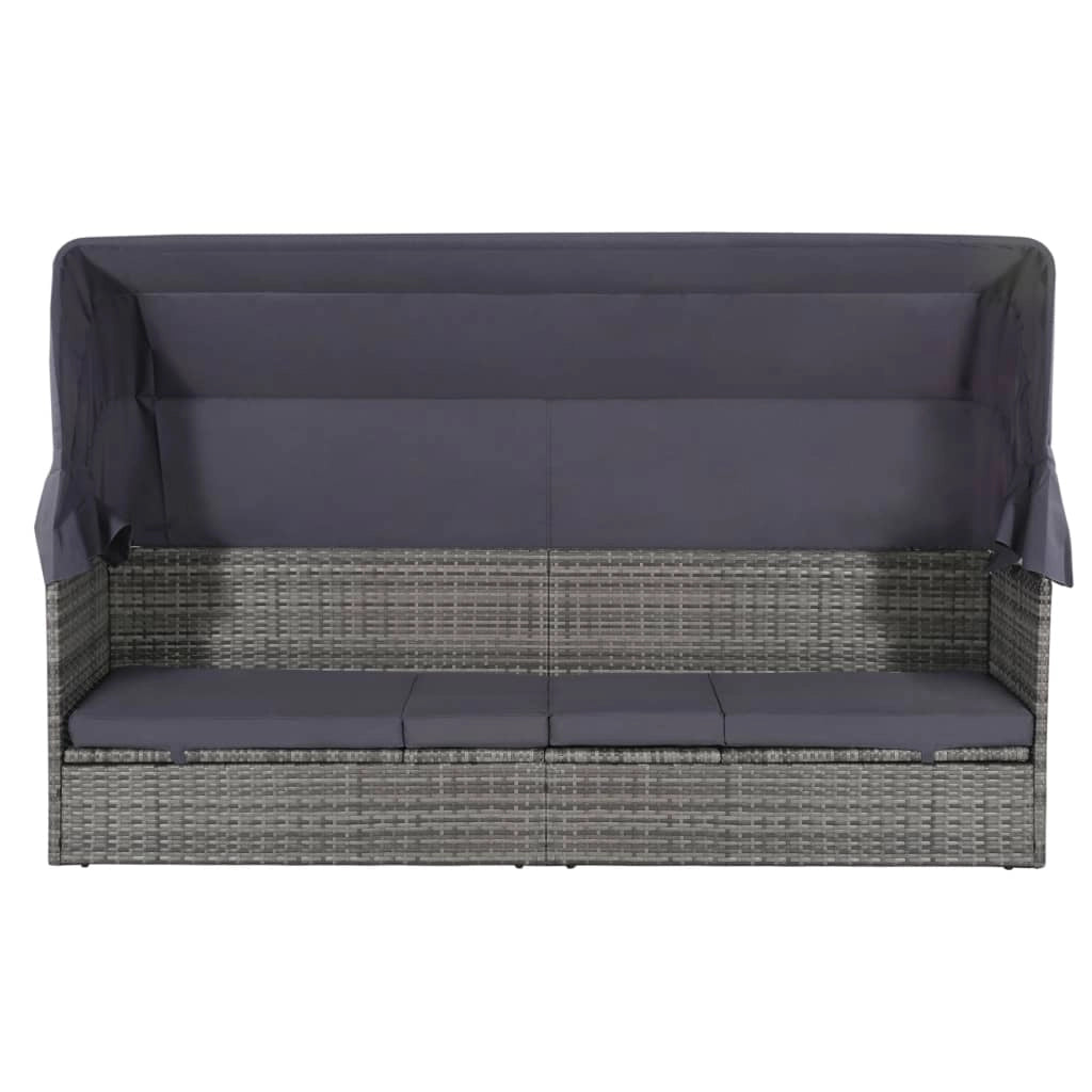 Letto da giardino con baldacchino grigio 205 x 62 cm resina intrecciata 02_0011998