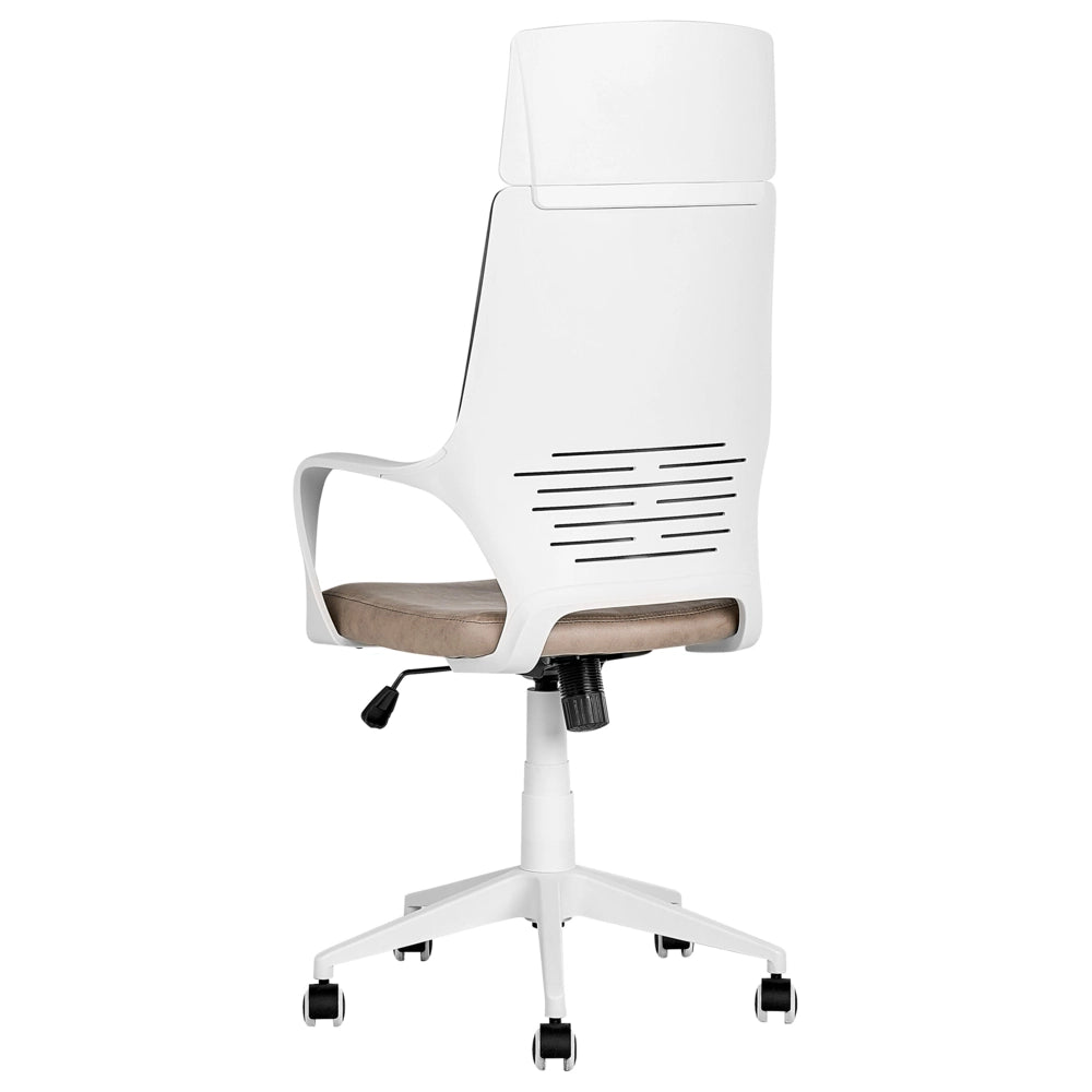 Sedia da ufficio in tessuto beige sabbia girevole per computer da scrivania Seduta regolabile Schienale reclinabile