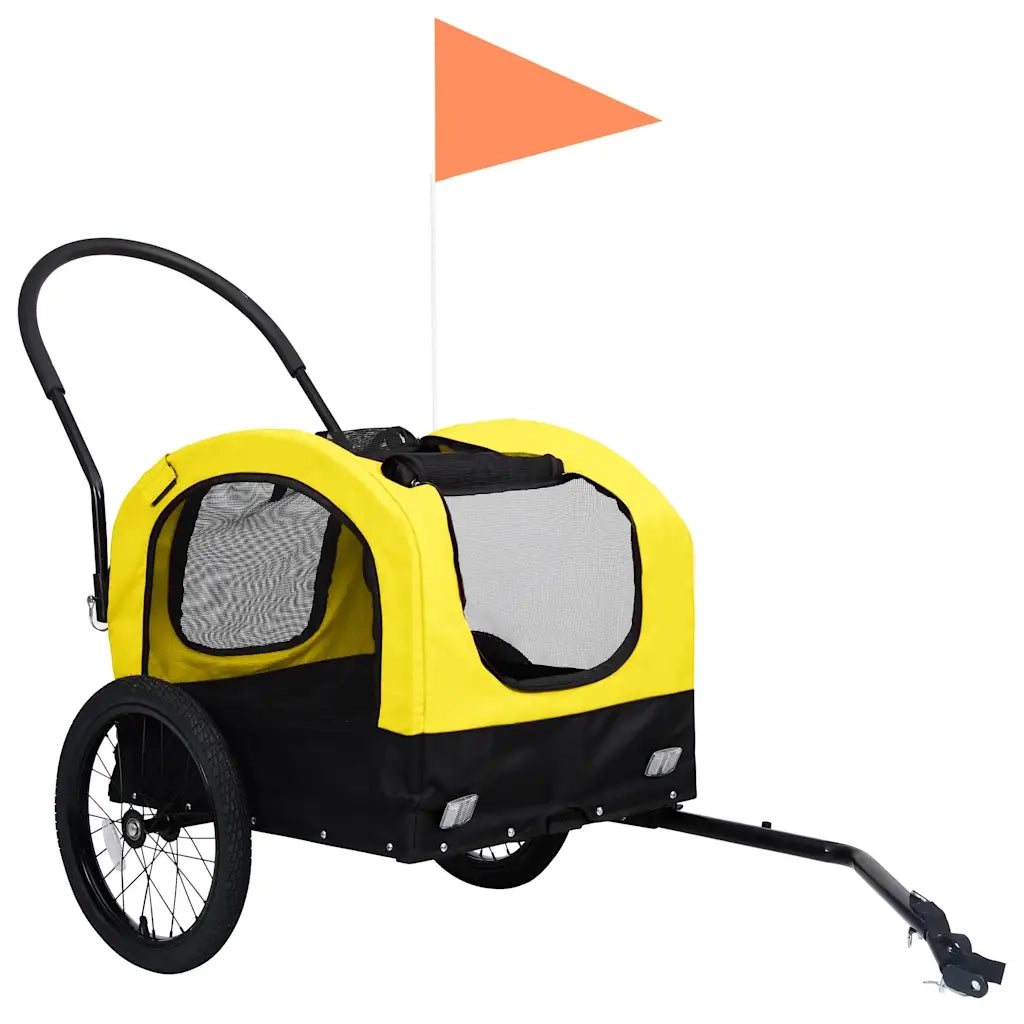 Rimorchio Bici per Animali Carrello Jogging 2in1 Giallo e Nero 92439