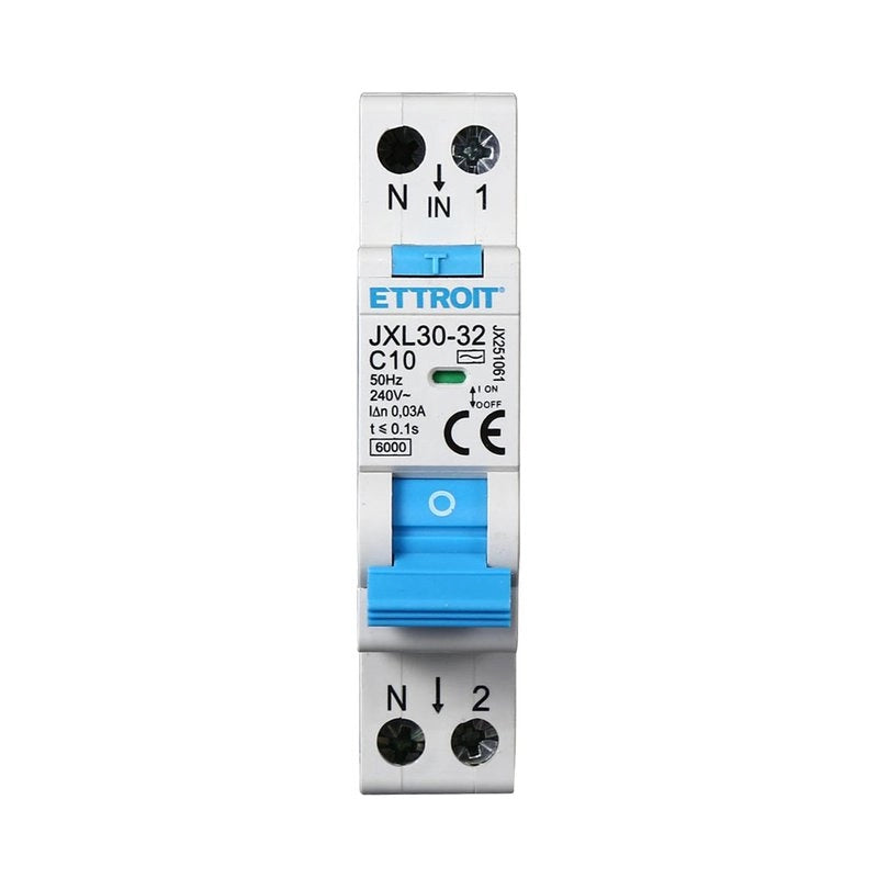 Interruttore Magnetotermico Differenziale 1P+N 10A 6KA 30mA 220V Occupa 1 Modulo DIN