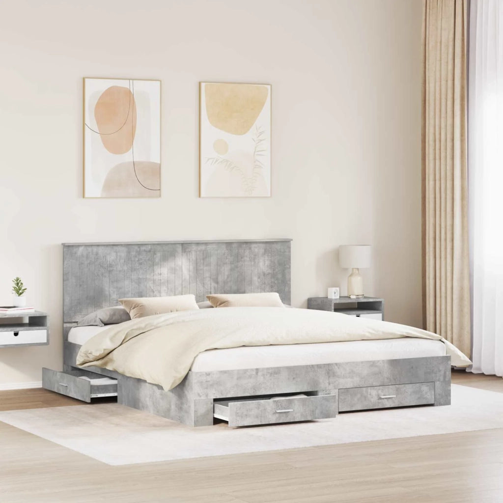 Struttura del letto con testiera Grigio cemento 180 x 200 cm