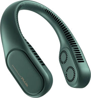 Ventilatore portatile turbo per collo - ventilatore a basso consumo energetico ricaricabile - 4000 mAh - portatile - batterie - 3 velocità - verde